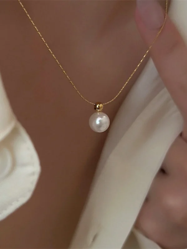 18k Gold Plated Faux Pearl Necklace - Image 3