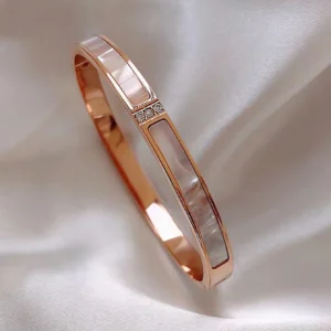 18K Rose Gold Plated Marble Bangle