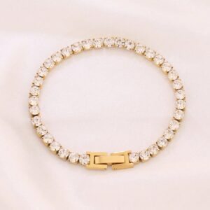 18k Gold Plated Rhinestone 4mm Tennis Bracelet