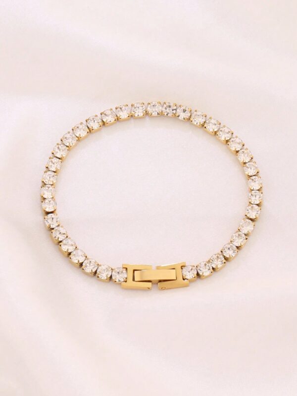 18k Gold Plated Rhinestone 4mm Tennis Bracelet