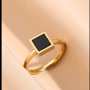 Square Black and Gold Ring