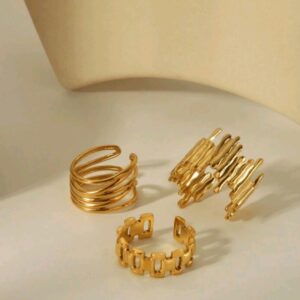 3 Pieces Geometric U Shape Rings