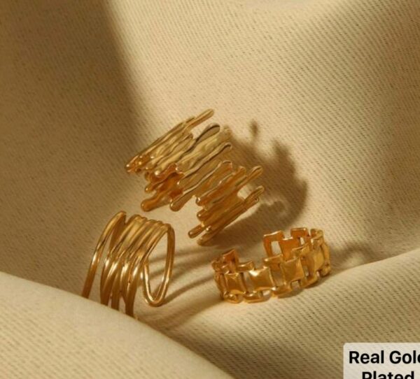 3 Pieces Geometric U Shape Rings - Image 4
