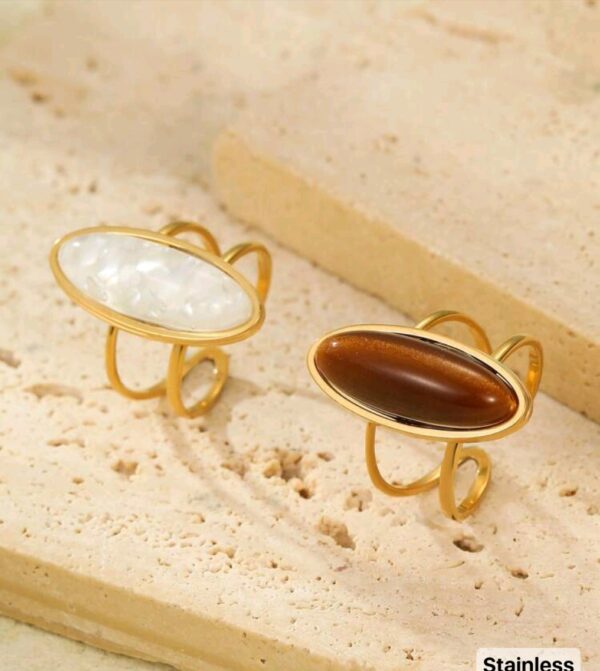 2 Pcs Pearl Tiger's Eye Rings - Image 2