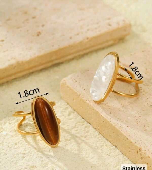 2 Pcs Pearl Tiger's Eye Rings - Image 3