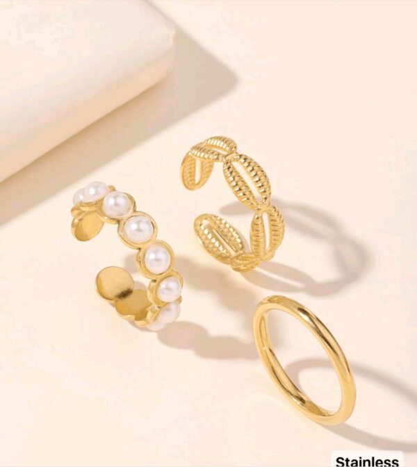 3 Pcs Pearl Shell Rings