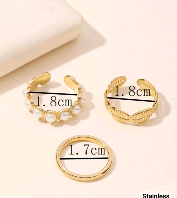 3 Pcs Pearl Shell Rings - Image 3