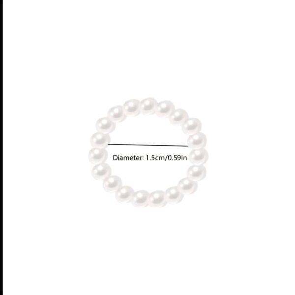 2 Pcs Pearl Faux Elastic Ring - Image 4