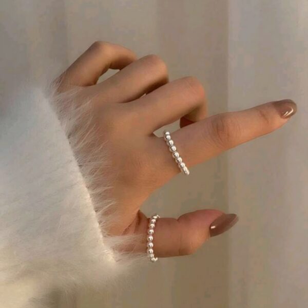 2 Pcs Pearl Faux Elastic Ring - Image 3