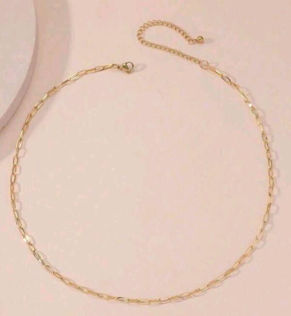 18k Gold Plated Paper Clip Necklace - Image 3