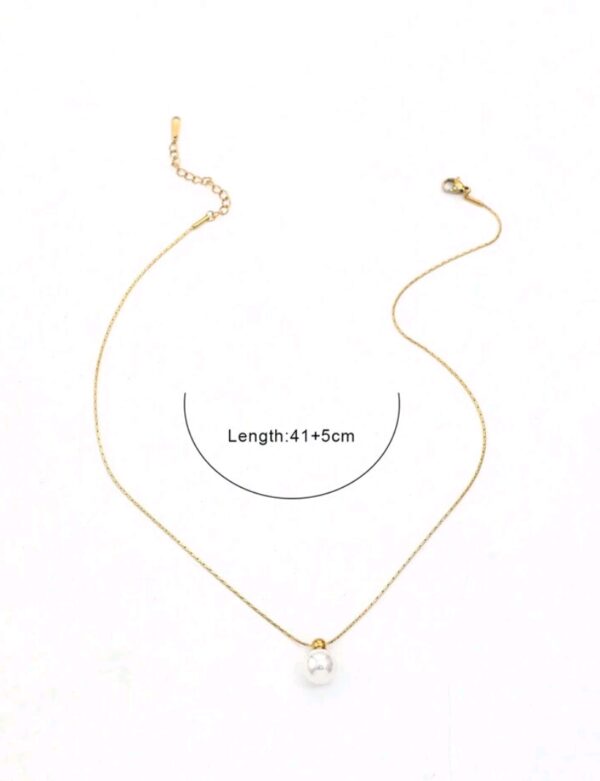 18k Gold Plated Faux Pearl Necklace - Image 5