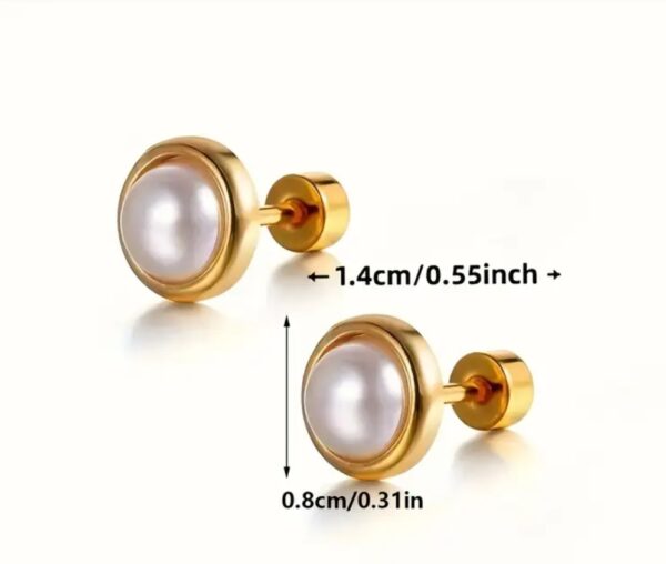18K Gold Plated & Faux Pearl Earrings - Image 4