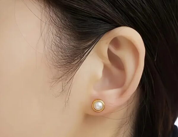 18K Gold Plated & Faux Pearl Earrings - Image 5