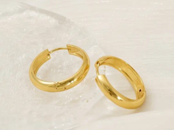 Hypoallergenic 18K Gold Plated Hoop Earrings - Image 3