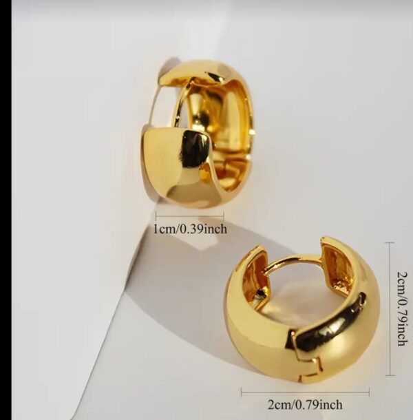 18K Gold Plated Medium Chunky Hoop Earings - Image 3