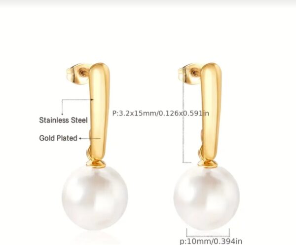 18K Gold Plated & Faux Pearl Earrings - Image 5