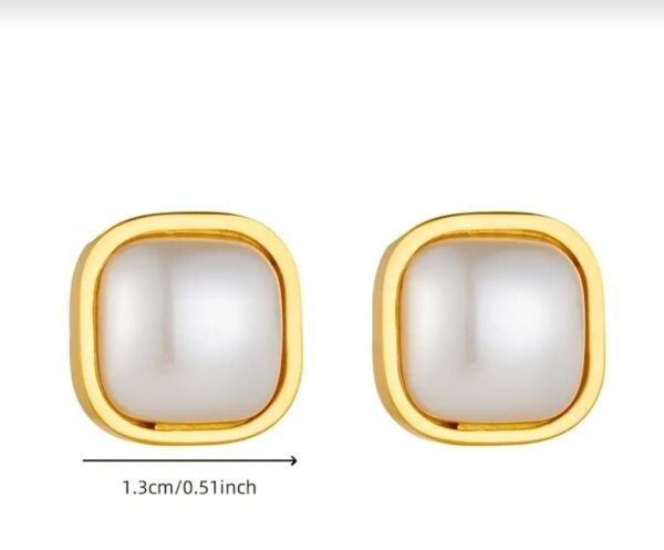Gold & Faux Pearl Earrings - Image 5