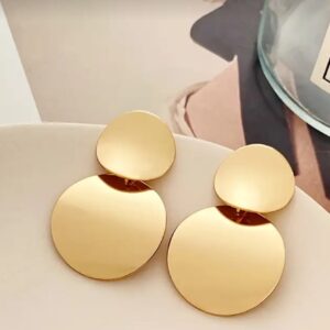 Gold Round Dangle Earrings