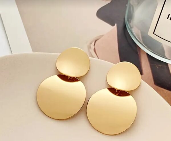 Gold Round Dangle Earrings