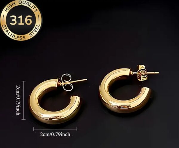 18K Gold Plated Hypoallergenic C Hoop Earrings - Image 5