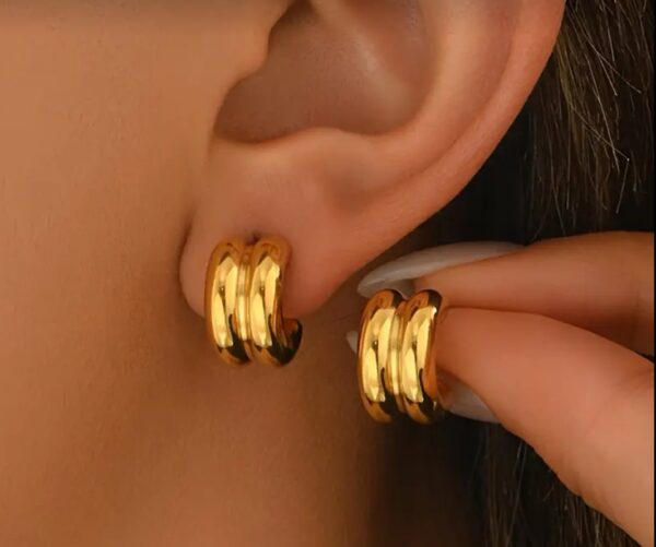 Hypoallergenic 18K Gold Plated Double "C" Earrings - Image 2