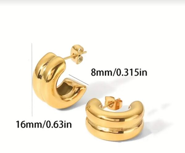 Hypoallergenic 18K Gold Plated Double "C" Earrings - Image 5