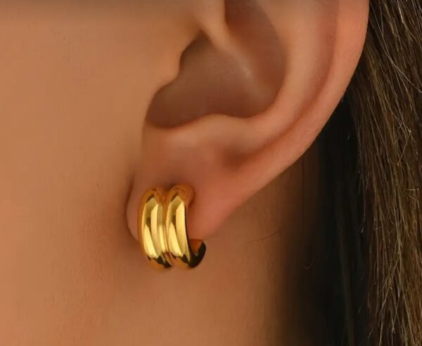 Hypoallergenic 18K Gold Plated Double "C" Earrings - Image 4