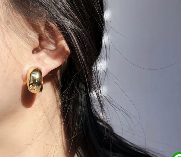 18K Gold Plated Medium Chunky Hoop Earings - Image 4