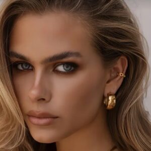 18K Gold Plated Medium Chunky Hoop Earings