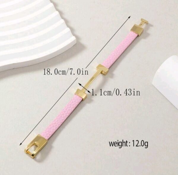 H PU Leather Gold & Brown Bracelet - Image 2