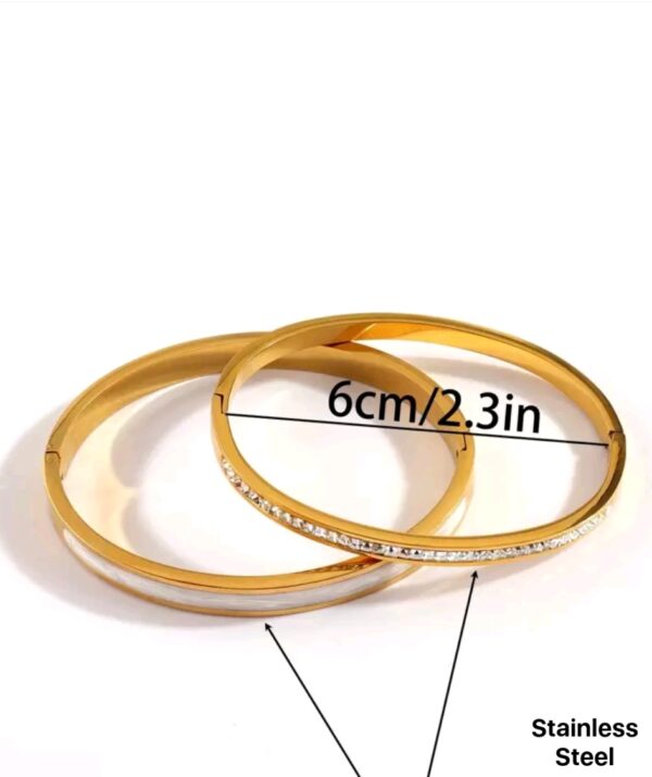 2Pcs 18K Gold Plated Rhinestone & White Bracelets - Image 5