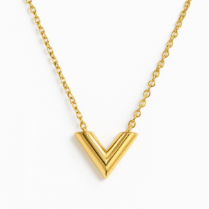 Waterproof Gold Plated Flower V Pendant Necklace