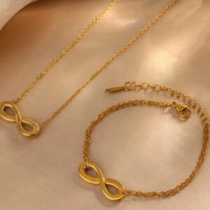 2Pcs Waterproof Gold Plated Infinity Pendant Necklace